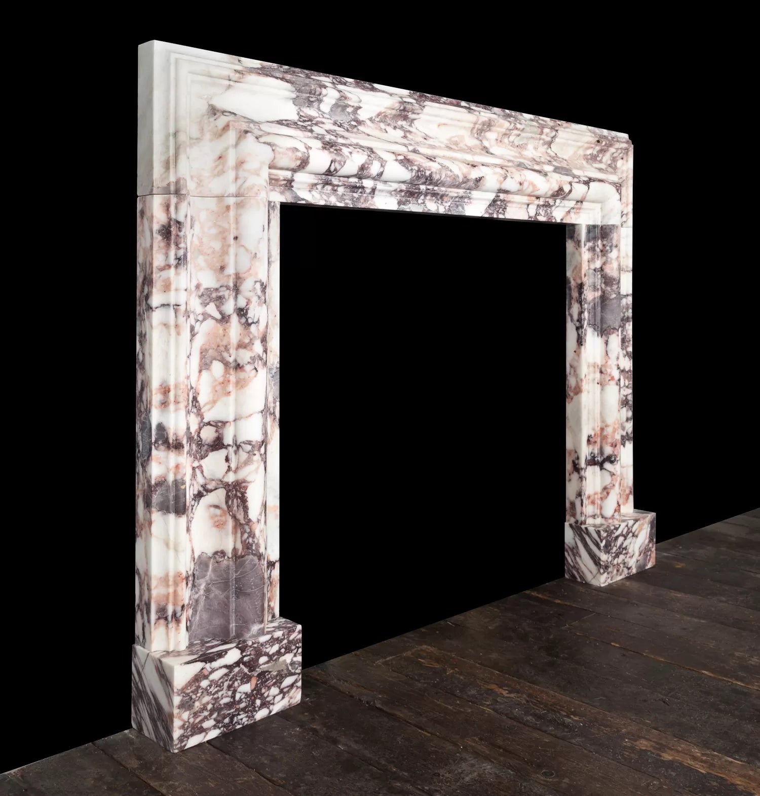 Milan Bolection Breccia Violetta marble fireplace surround by Eden Stone Designs