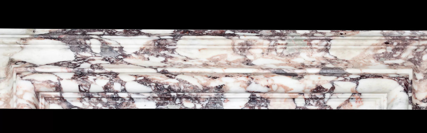 Milan Bolection Breccia Violetta marble fireplace mantel detail by Eden Stone Designs