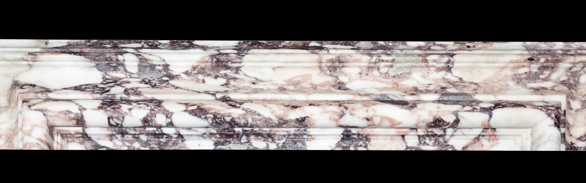 Milan Bolection Breccia Violetta marble fireplace mantel detail by Eden Stone Designs