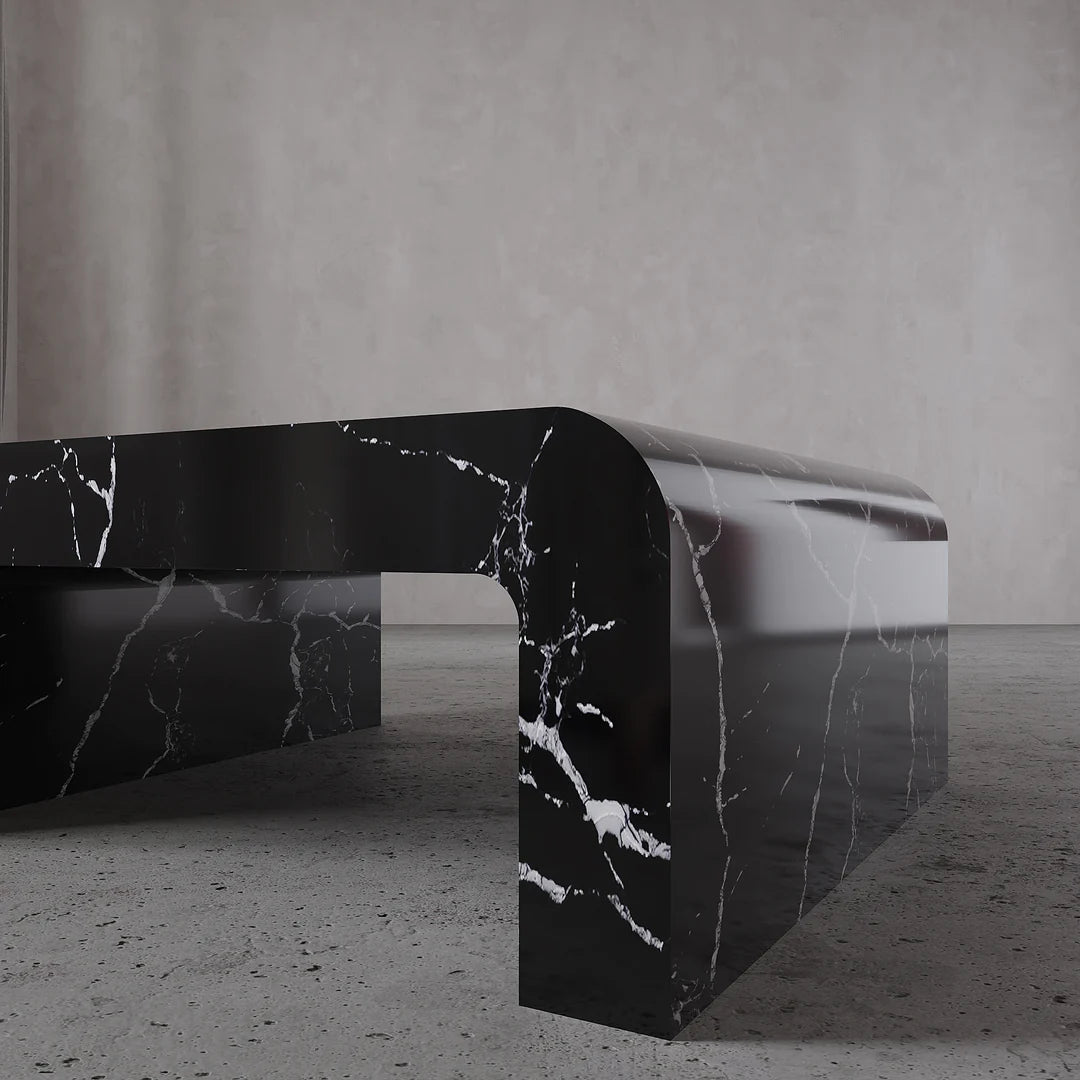 Ascoli Nero Marquina marble coffee table luxury natural stone furniture
