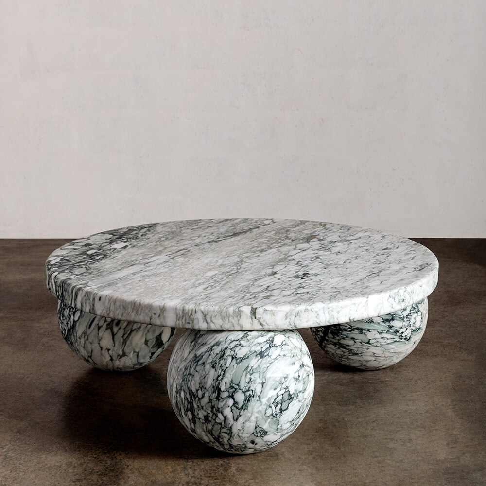 Piccolo green marble coffee table sculptural natural stone designer furniture