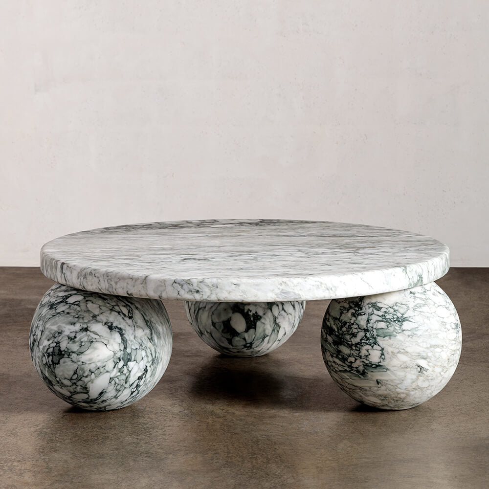 Piccolo green marble coffee table sculptural luxury natural stone furniture