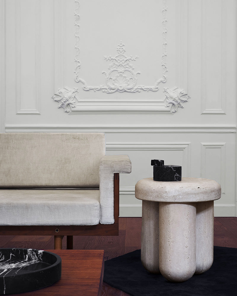 Prague marble side table by Eden Stone Designs in living room