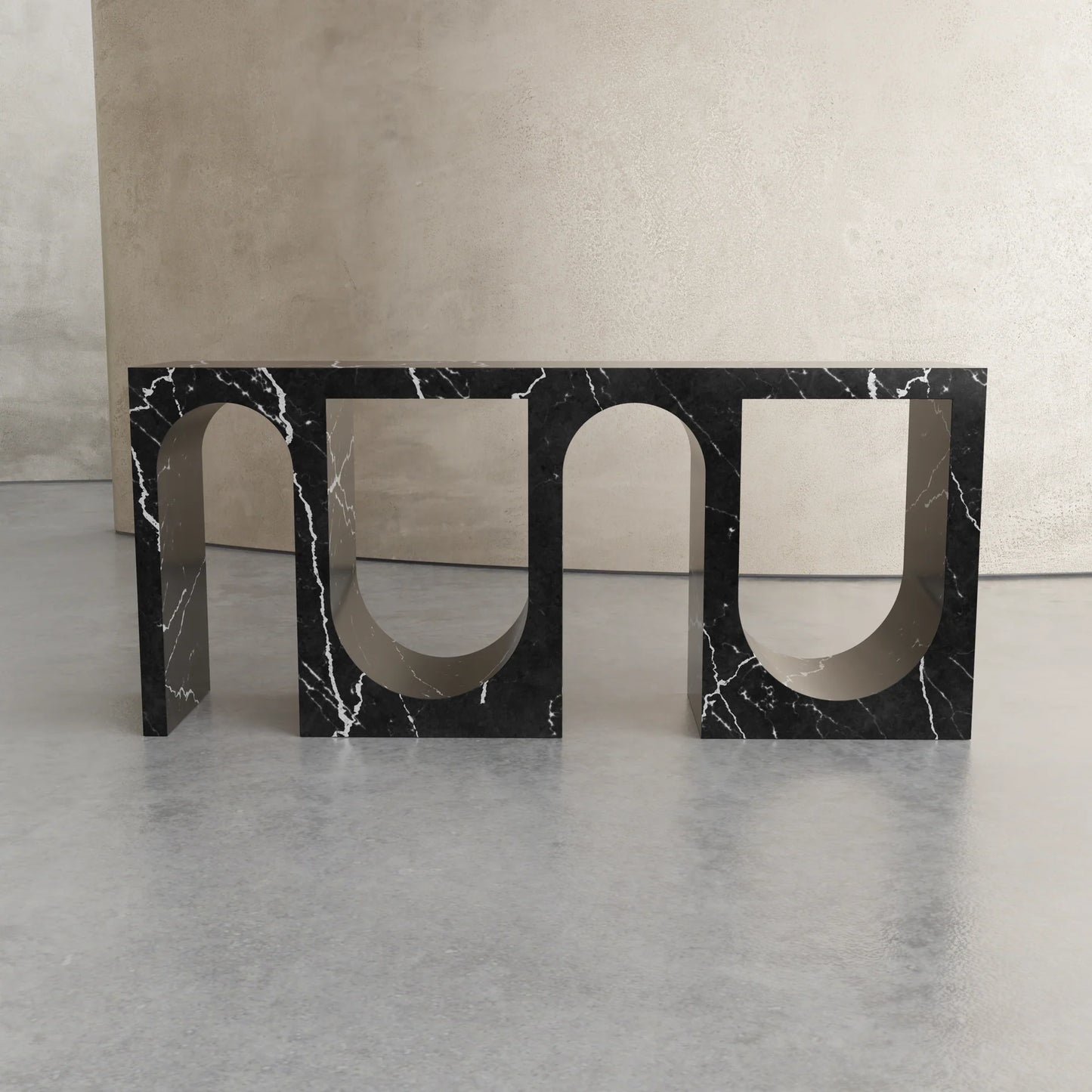 Nova marble console table sculptural arch design