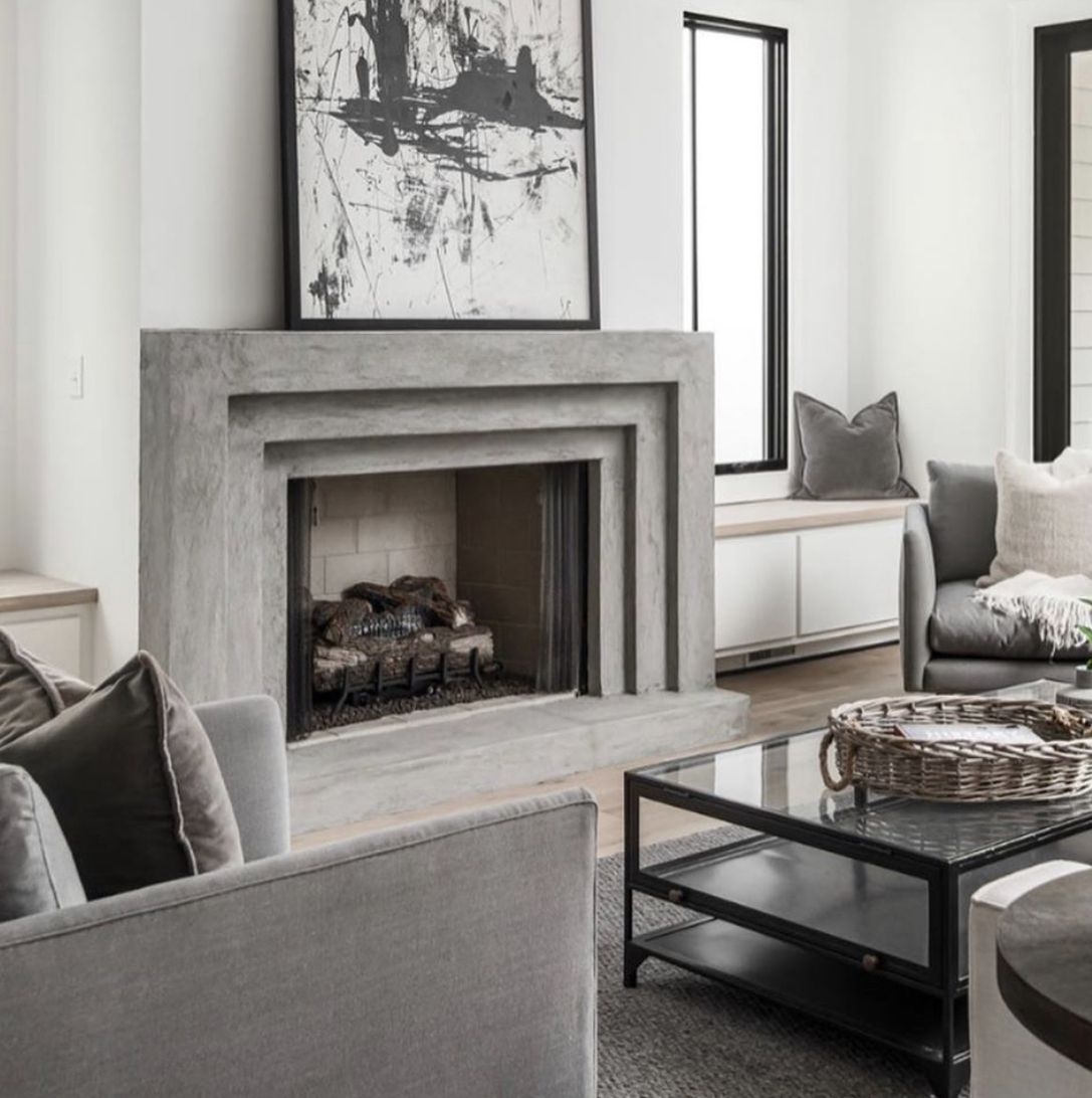 Tivoli marble fireplace surround in modern living room interior luxury stone fireplace