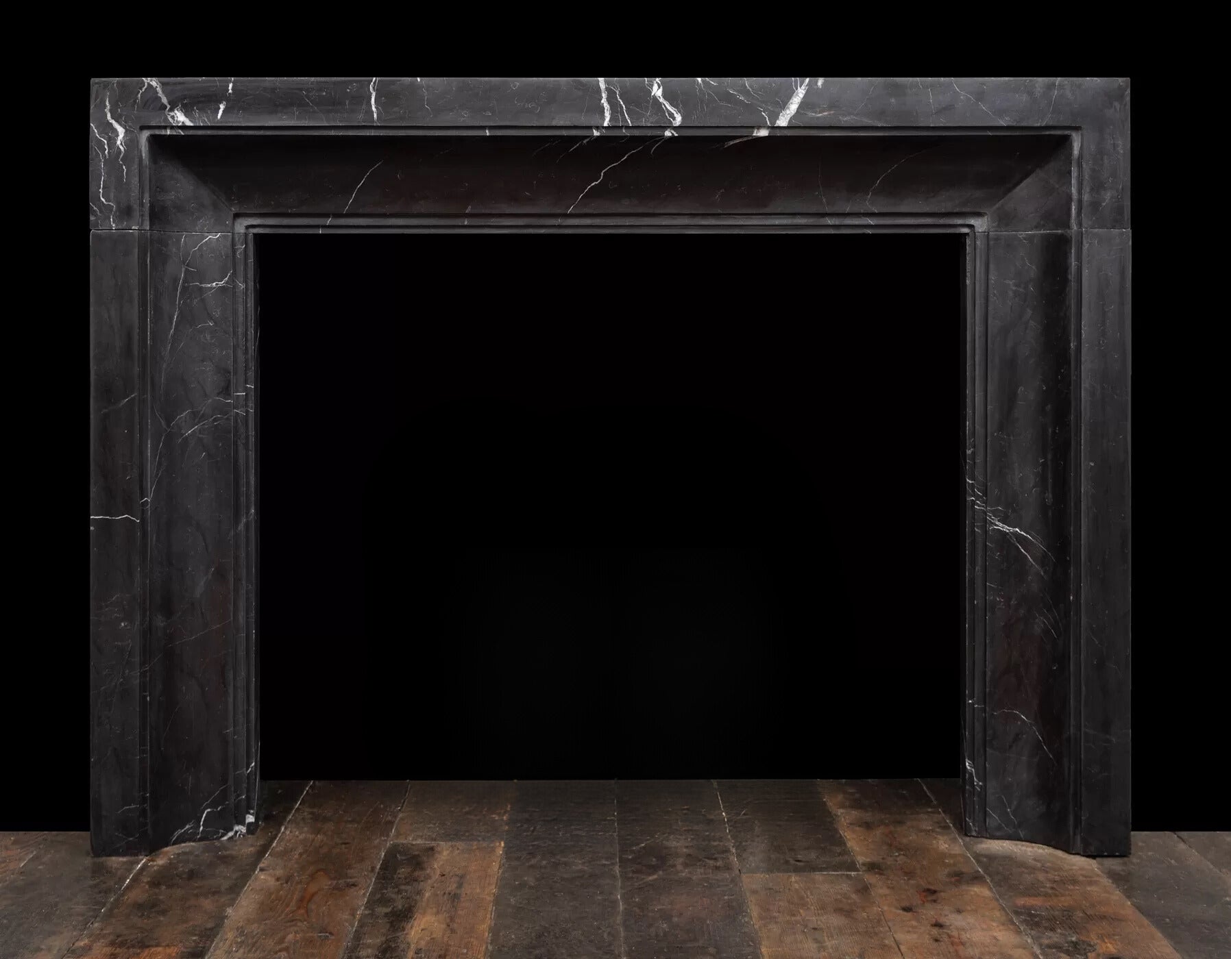 Tivoli Nero Marquina marble fireplace surround black marble fireplace Eden Stone Designs