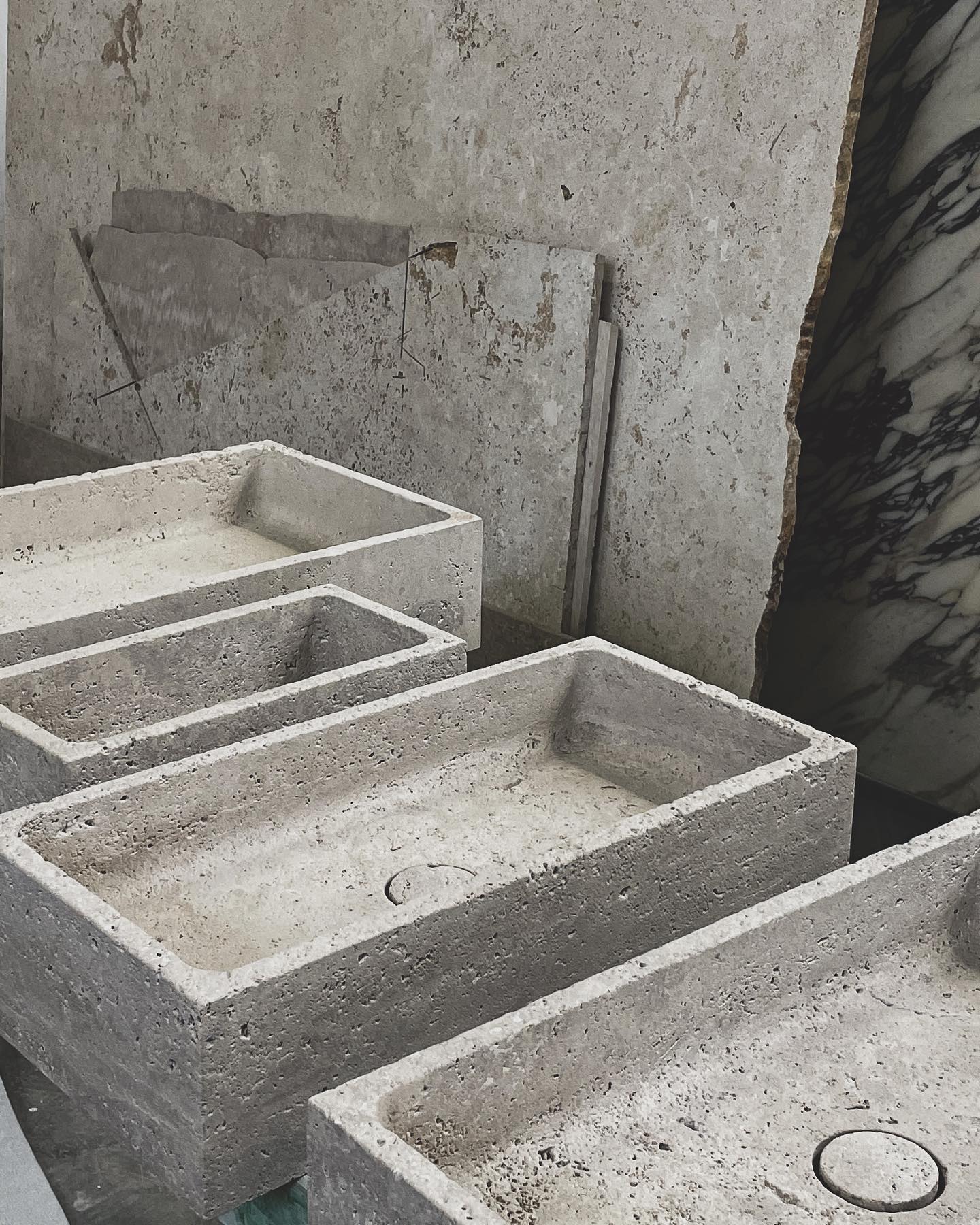 luxury stone sink manufacturing process custom travertine bathroom vanity Eden Stone Designs