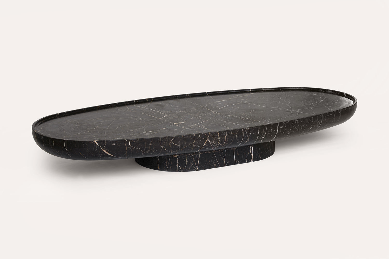 Trento black marble coffee table by Eden Stone Designs, luxury oval natural stone coffee table