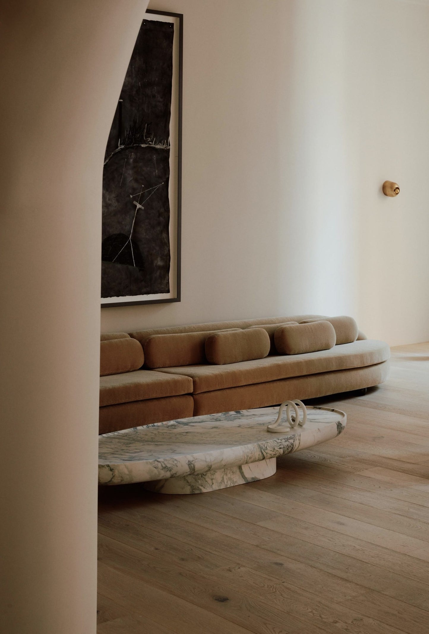 Trento marble coffee table by Eden Stone Designs in a modern architectural living room interior