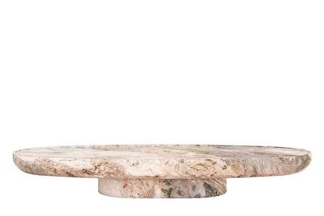Trento oval onyx coffee table by Eden Stone Designs showcasing natural stone pattern