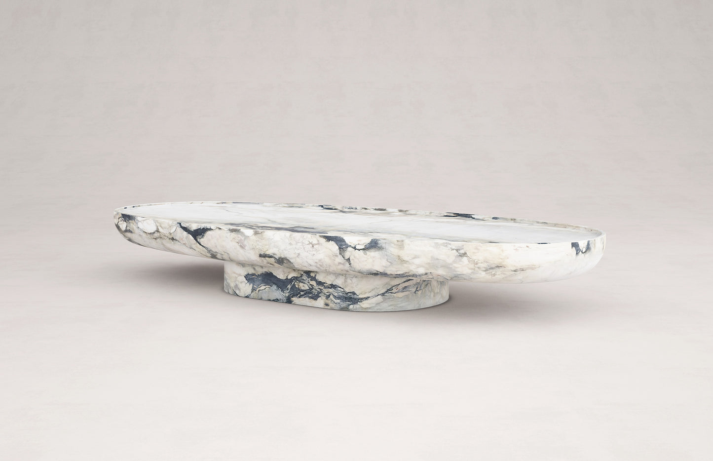 Trento oval marble coffee table by Eden Stone Designs, sculptural luxury natural stone coffee table