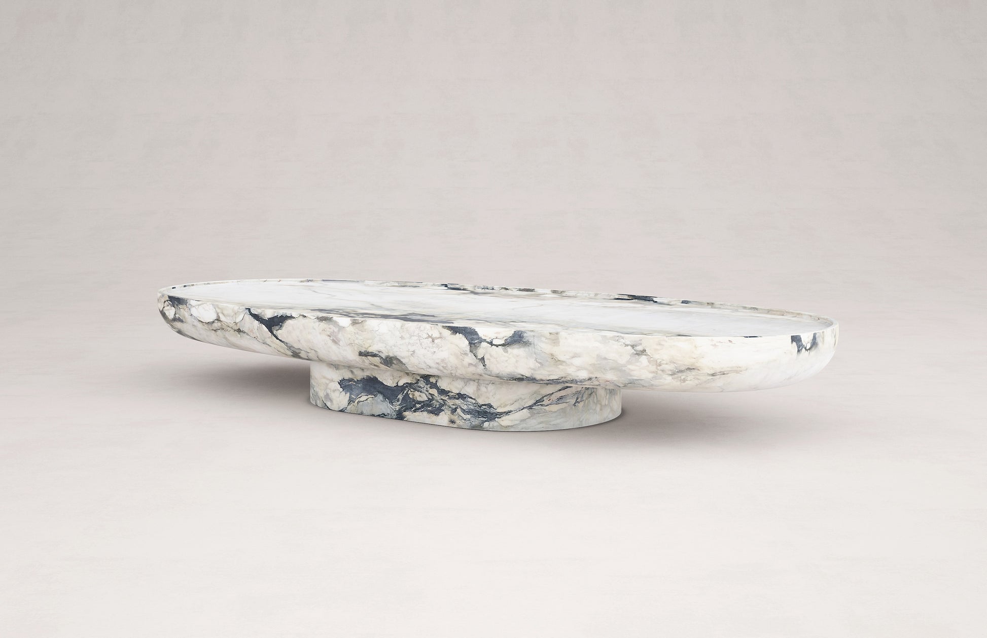 Trento oval marble coffee table by Eden Stone Designs, sculptural luxury natural stone coffee table