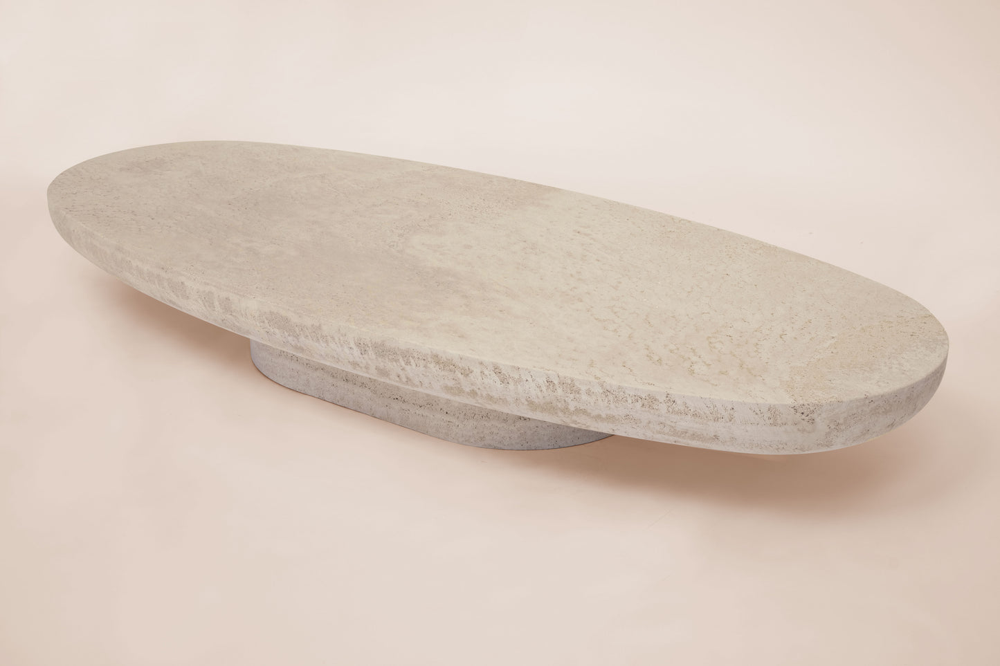 Trento oval natural stone coffee table by Eden Stone Designs, luxury sculptural marble coffee table