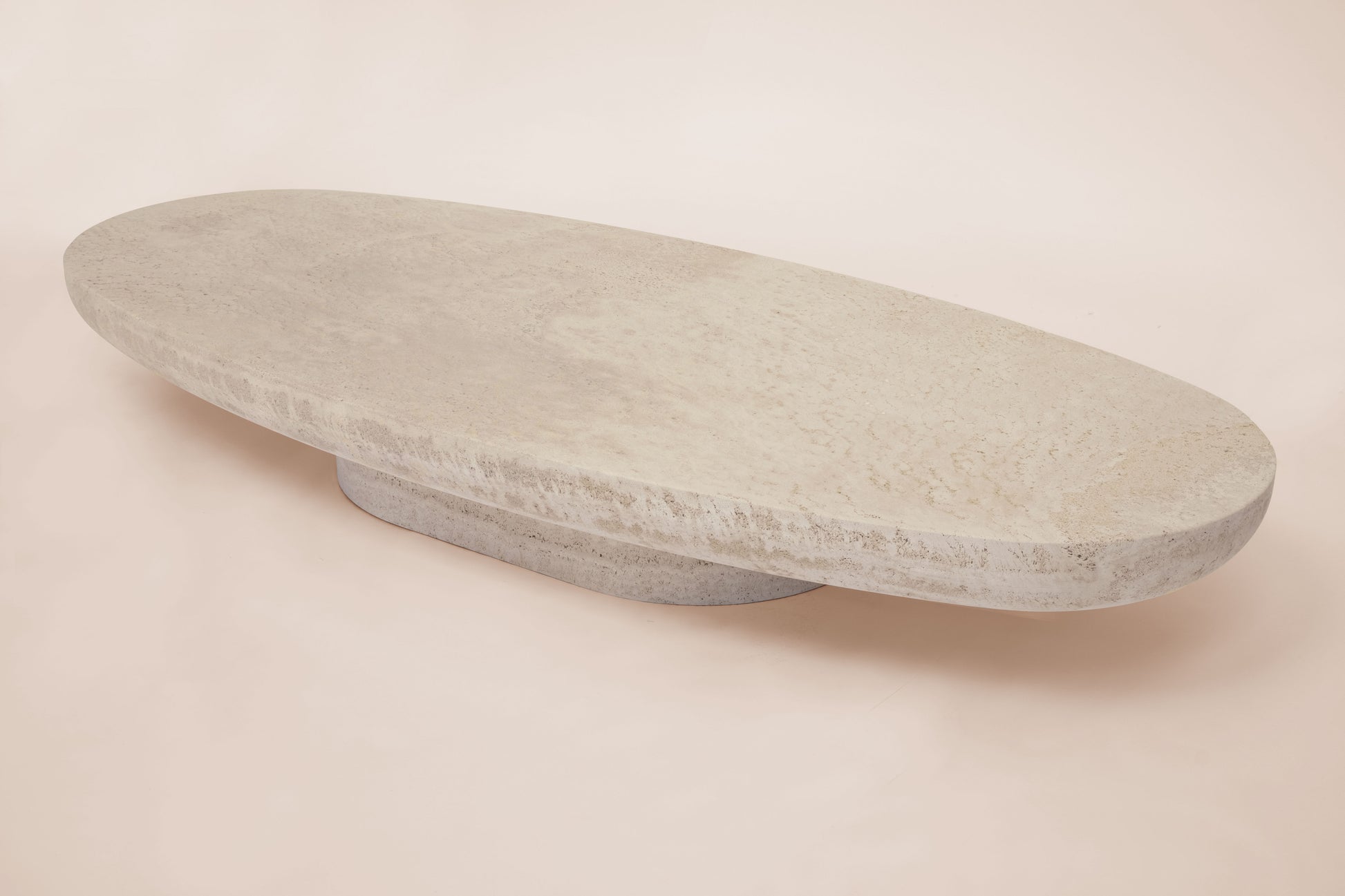 Trento oval natural stone coffee table by Eden Stone Designs, luxury sculptural marble coffee table