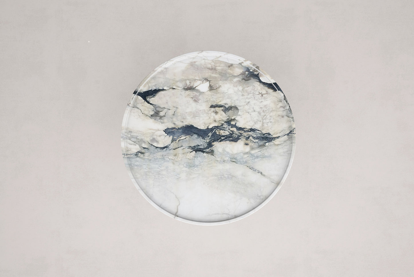Trento white marble side table top view by Eden Stone Designs