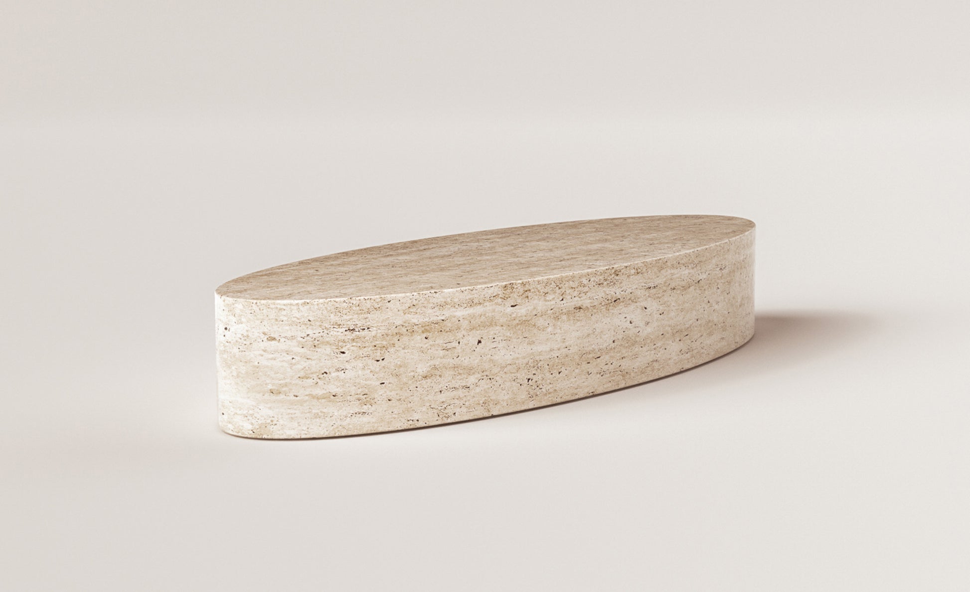 Vicenza oval travertine coffee table sculptural natural stone furniture
