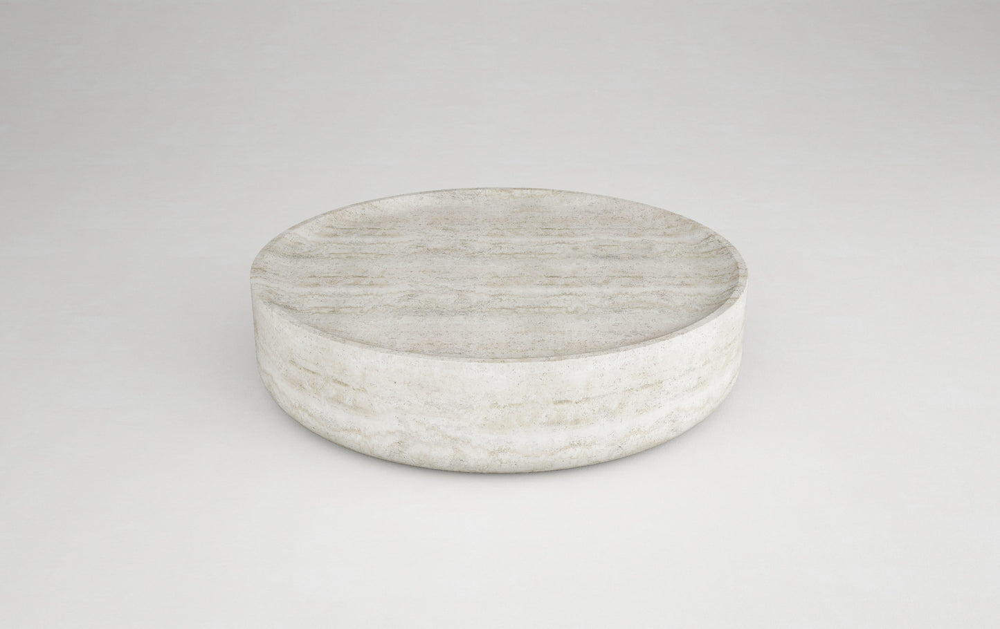 Vicenza round travertine coffee table sculptural natural stone design Eden Stone Designs