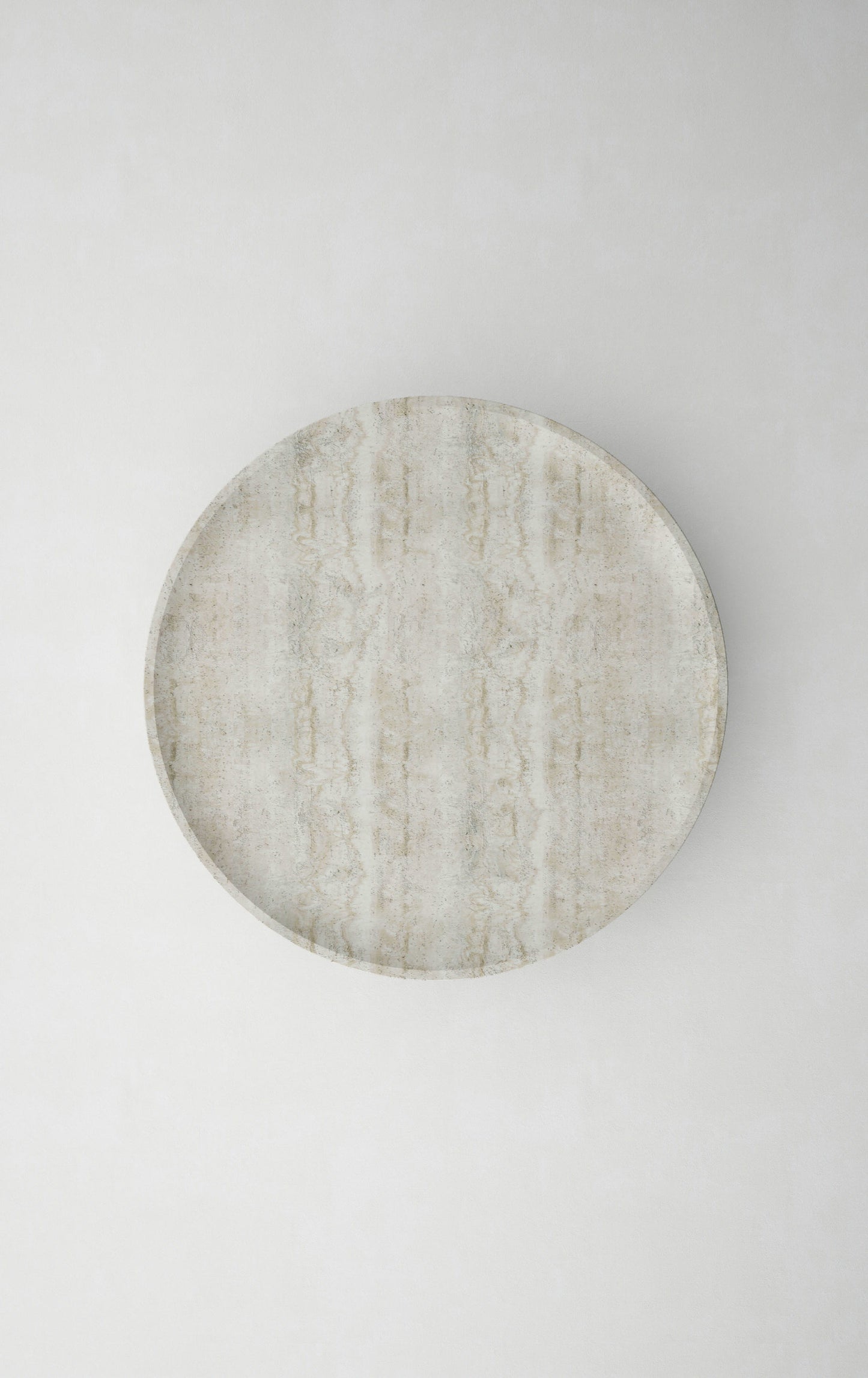 Vicenza round travertine coffee table top view natural stone texture Eden Stone Designs