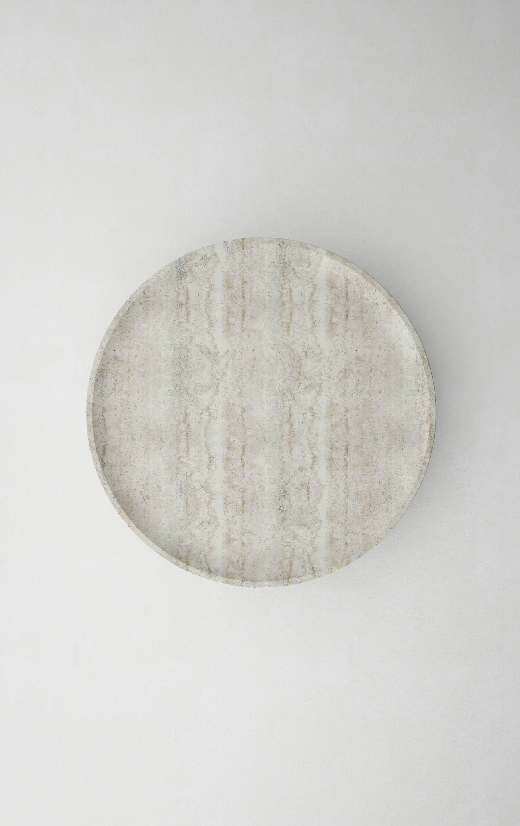 Vicenza round travertine coffee table top view natural stone texture Eden Stone Designs