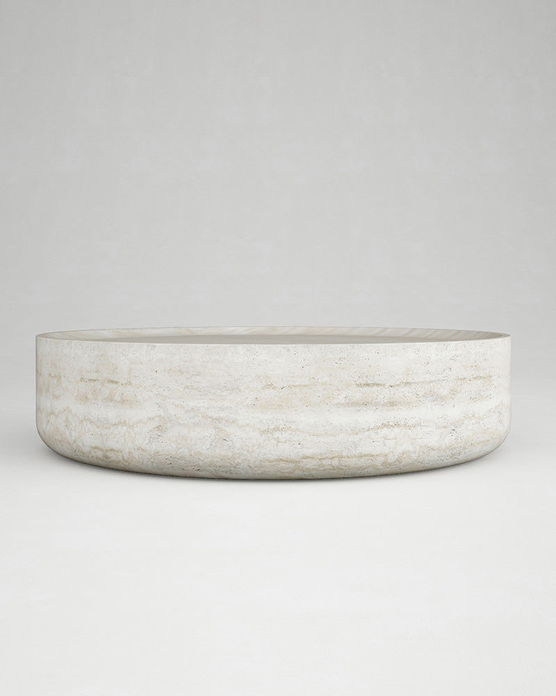 Vicenza round travertine coffee table natural stone design Eden Stone Designs