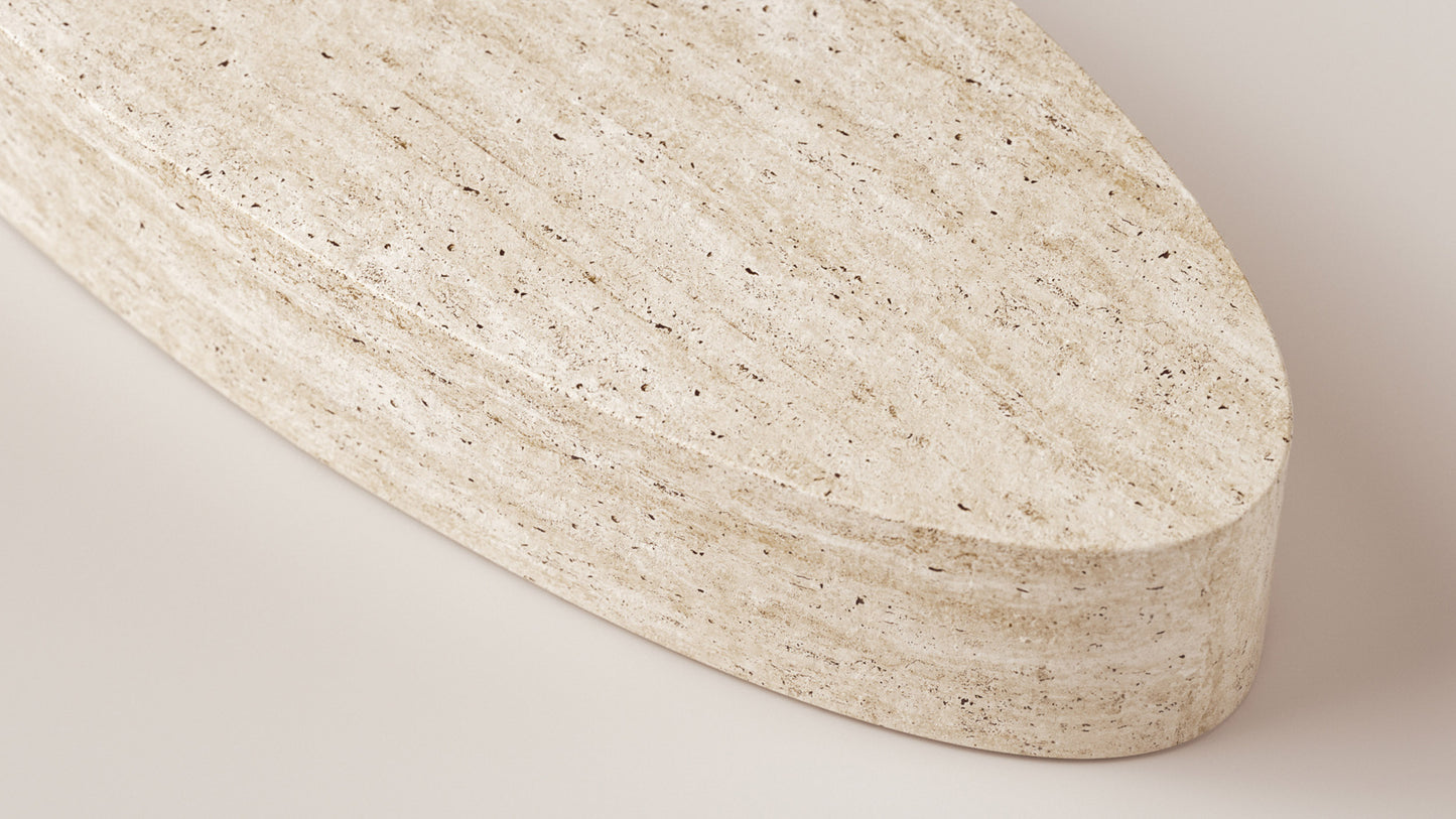 travertine coffee table detail natural stone texture Vicenza table